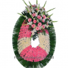 Corona funeraria rosa y blanca